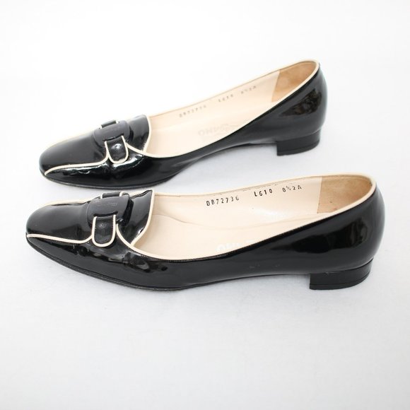 Salvatore Ferragamo Black Patent Leather Square Toe Pumps Sz 8.5 - Picture 8 of 8